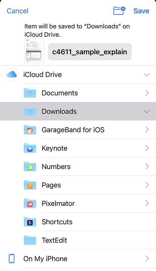 αποθήκευση pdf σε IOS στο Cloud